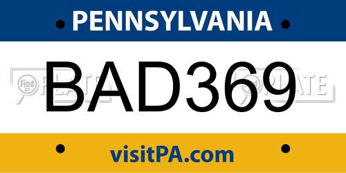 BAD369 Pennsylvania License Plate