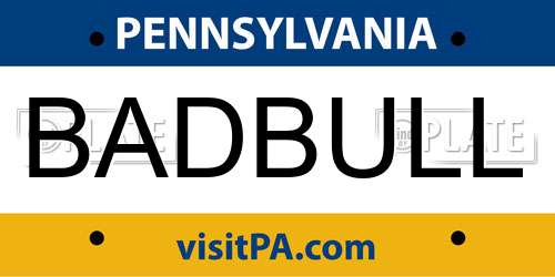 BADBULL Pennsylvania License Plate