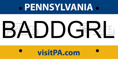 BADDGRL Pennsylvania License Plate