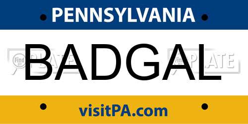 BADGAL Pennsylvania License Plate