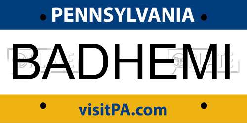 BADHEMI Pennsylvania License Plate