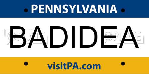 BADIDEA Pennsylvania License Plate