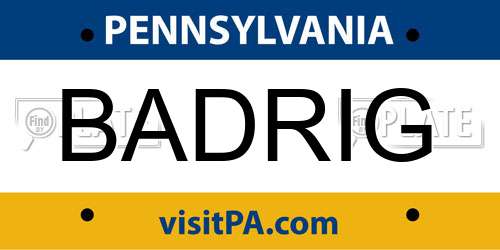 BADRIG Pennsylvania License Plate
