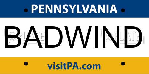 BADWIND Pennsylvania License Plate