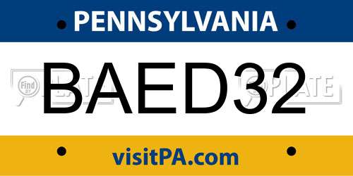 BAED32 Pennsylvania License Plate