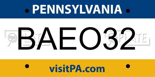 BAEO32 Pennsylvania License Plate