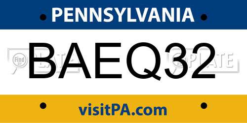 BAEQ32 Pennsylvania License Plate
