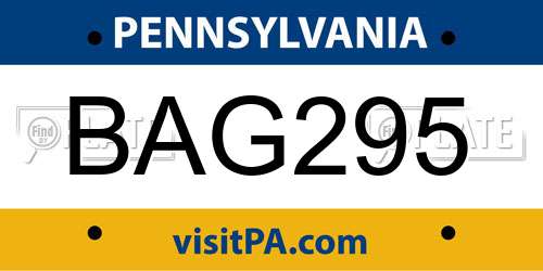 BAG295 Pennsylvania License Plate