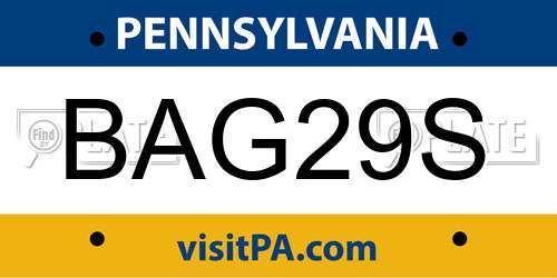 BAG29S Pennsylvania License Plate