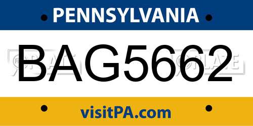 BAG5662 Pennsylvania License Plate