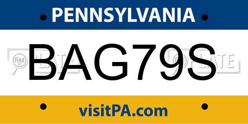 BAG79S Pennsylvania License Plate