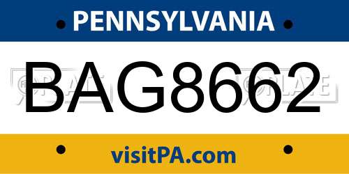 BAG8662 Pennsylvania License Plate
