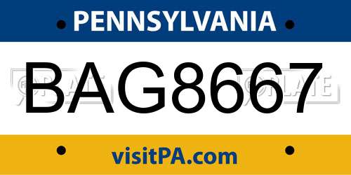 BAG8667 Pennsylvania License Plate