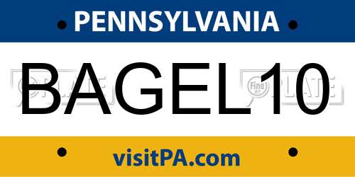 BAGEL10 Pennsylvania License Plate