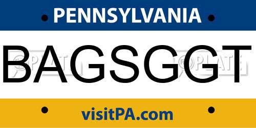 BAGSGGT Pennsylvania License Plate