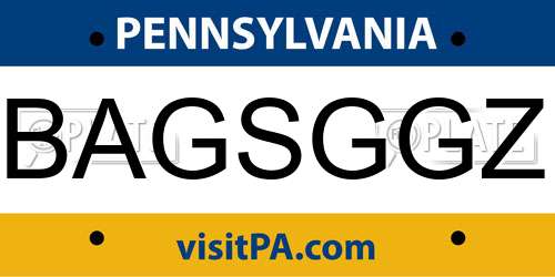 BAGSGGZ Pennsylvania License Plate