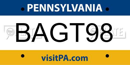 BAGT98 Pennsylvania License Plate