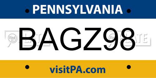 BAGZ98 Pennsylvania License Plate