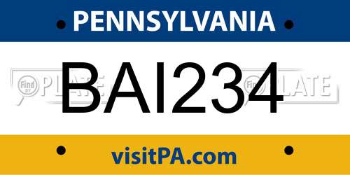 BAI234 Pennsylvania License Plate