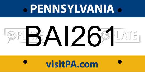 BAI261 Pennsylvania License Plate
