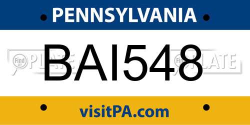 BAI548 Pennsylvania License Plate