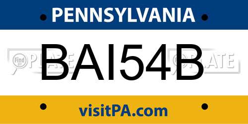 BAI54B Pennsylvania License Plate