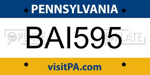 BAI595 Pennsylvania License Plate