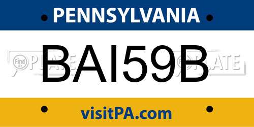 BAI59B Pennsylvania License Plate