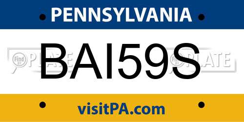 BAI59S Pennsylvania License Plate