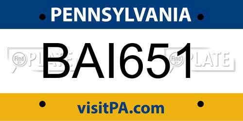 BAI651 Pennsylvania License Plate