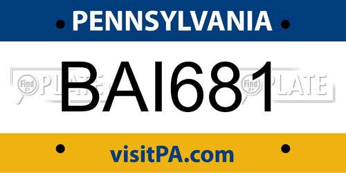 BAI681 Pennsylvania License Plate
