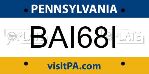 BAI68I Pennsylvania License Plate