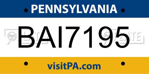 BAI7195 Pennsylvania License Plate