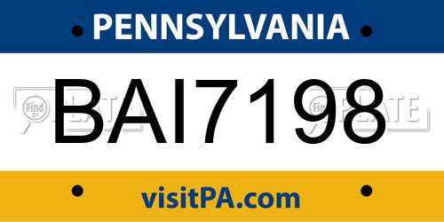 BAI7198 Pennsylvania License Plate