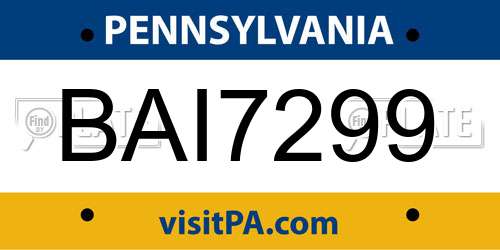 BAI7299 Pennsylvania License Plate