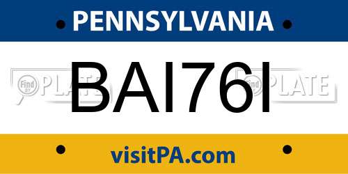 BAI76I Pennsylvania License Plate