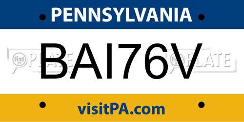BAI76V Pennsylvania License Plate