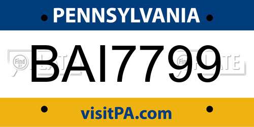 BAI7799 Pennsylvania License Plate