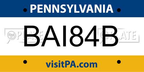 BAI84B Pennsylvania License Plate