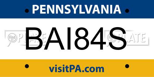 BAI84S Pennsylvania License Plate