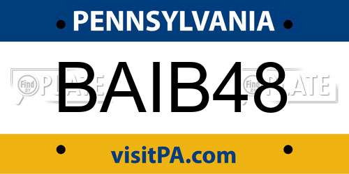 BAIB48 Pennsylvania License Plate