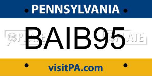 BAIB95 Pennsylvania License Plate