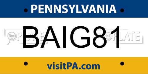 BAIG81 Pennsylvania License Plate