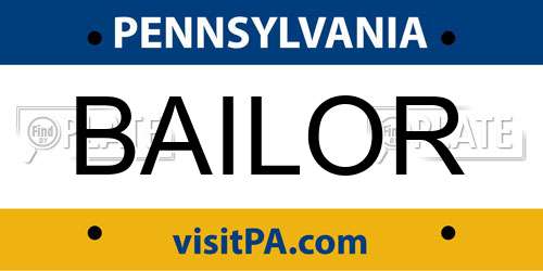 BAILOR Pennsylvania License Plate