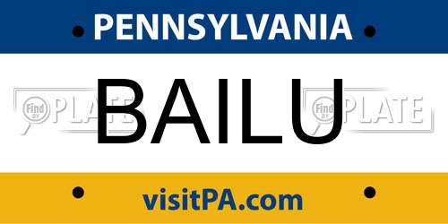 BAILU Pennsylvania License Plate