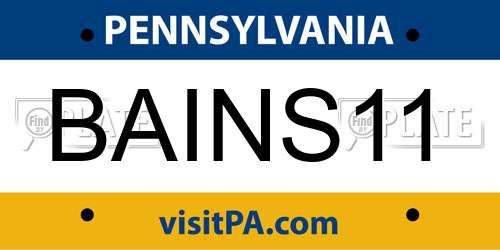 BAINS11 Pennsylvania License Plate