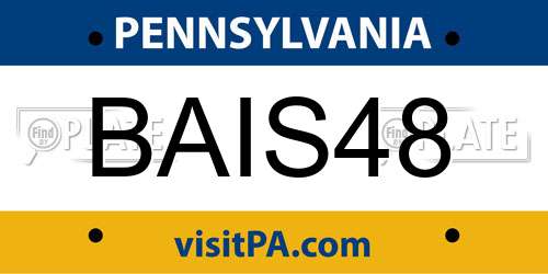 BAIS48 Pennsylvania License Plate