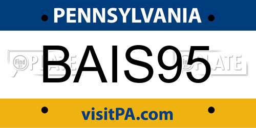 BAIS95 Pennsylvania License Plate