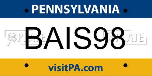 BAIS98 Pennsylvania License Plate