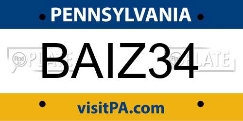 BAIZ34 Pennsylvania License Plate